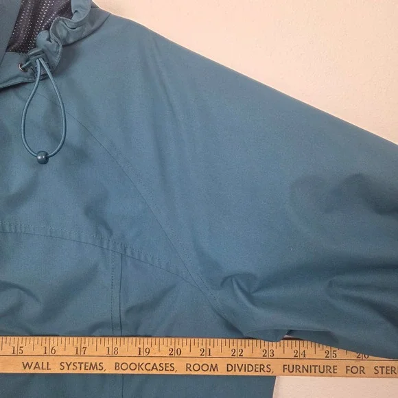 Eddie Bauer WeatherEdge Rain Jacket Womens XL Blue Hooded Full Zip Outdoor Coat - Picture 6 of 12